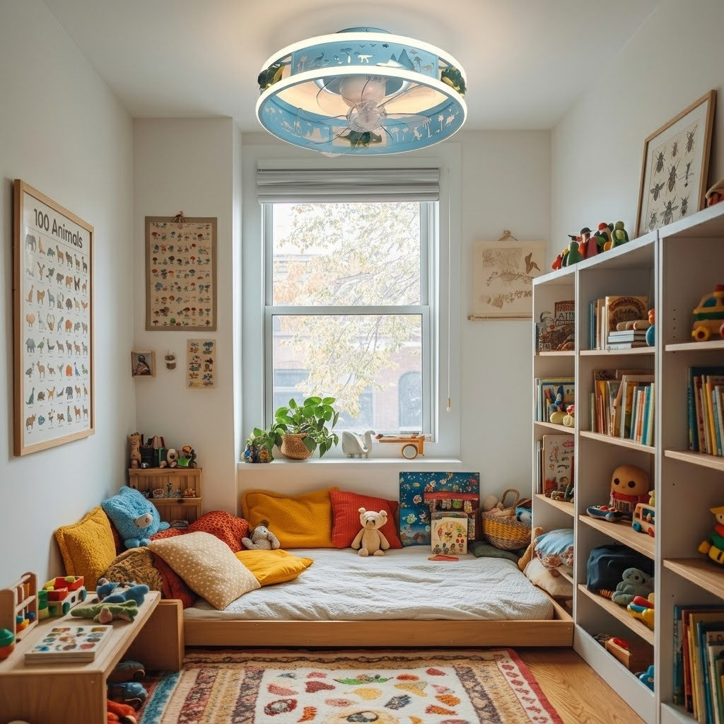Kids Round Ceiling Fan with LED Light