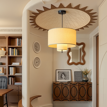 Nested Linen Drum Pendant Light
