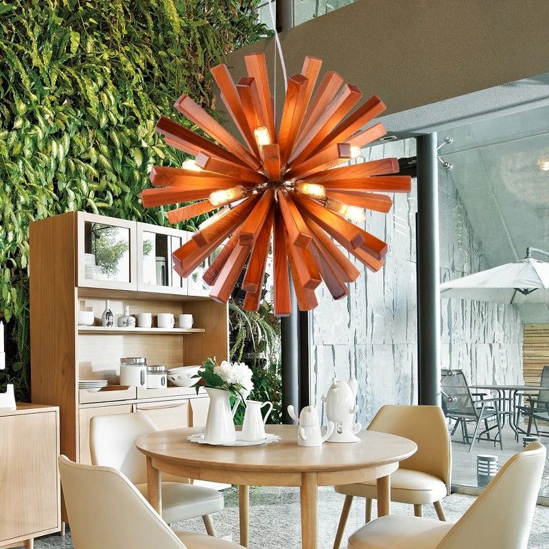 Solid Wood Starburst Chandelier