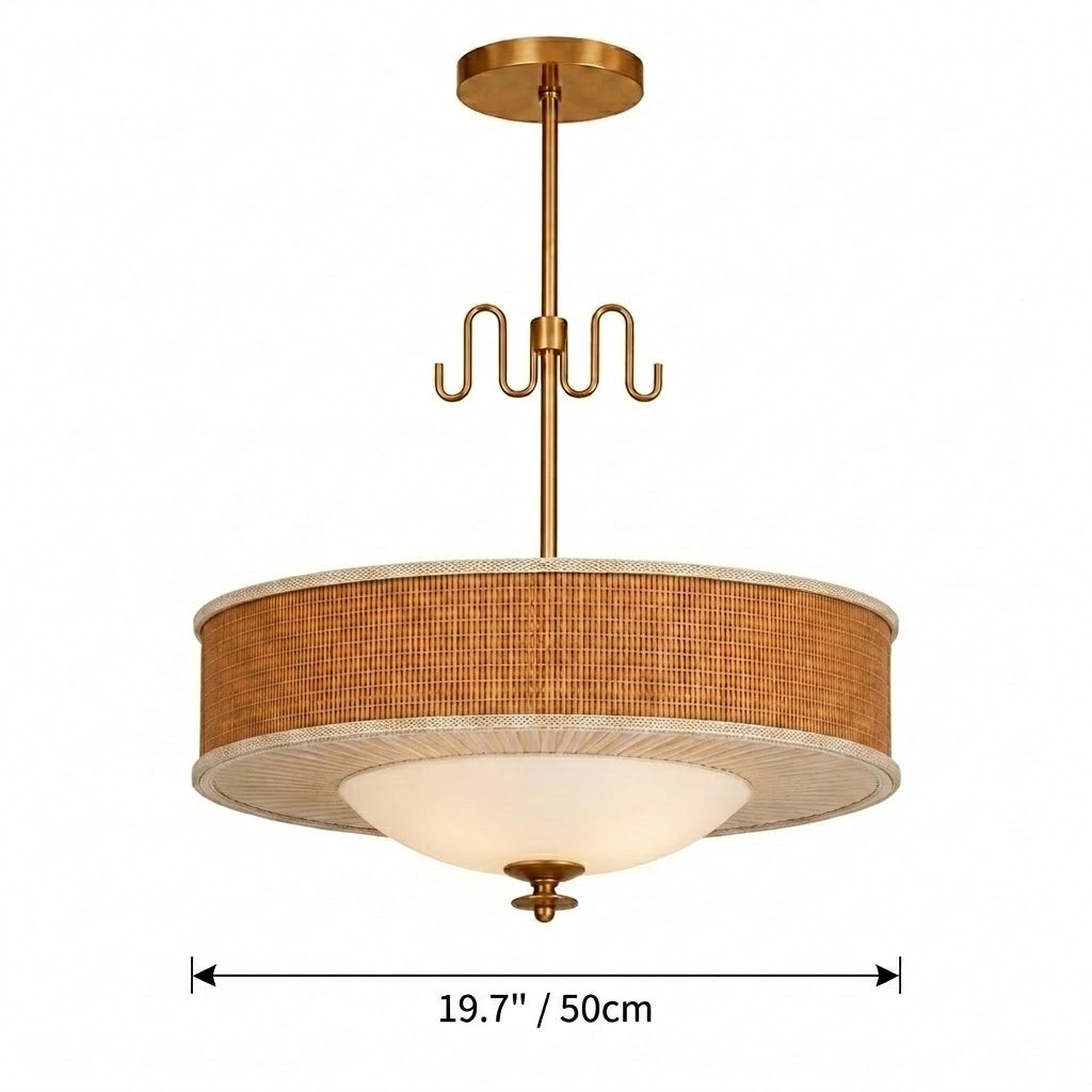 Rattan and Brass Pendant Light