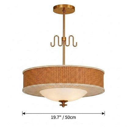 Rattan and Brass Pendant Light