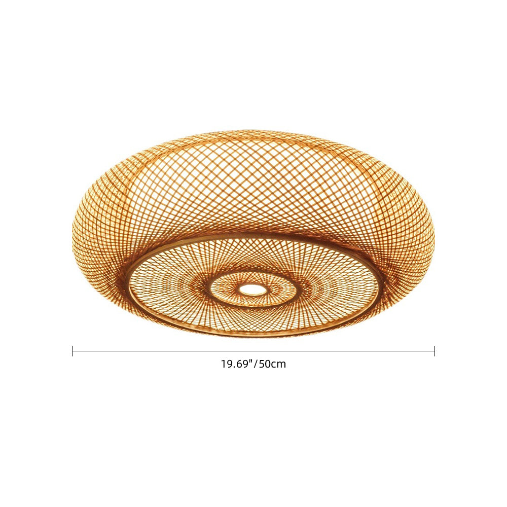 Hand-Woven Bamboo Saucer Flush Mount