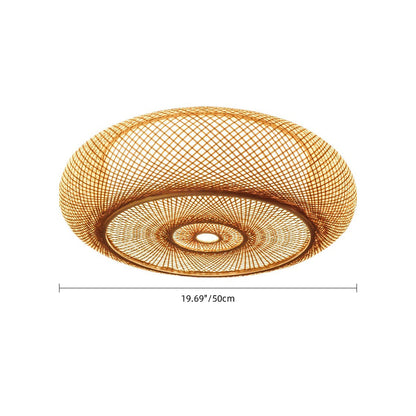 Hand-Woven Bamboo Saucer Flush Mount
