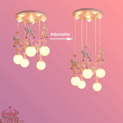 Pink Glass Ball Pendant Light for Kids