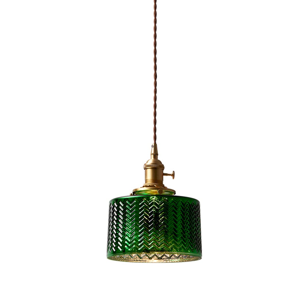 Green Ripple Glass Hanging Light