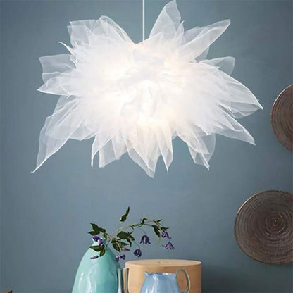 White Fabric Cloth Flower Pendant Light Fixture Nordic Hanging Ceiling Lamp-[Modern pendant lighting for bedroom and living space]-Demolights UK
