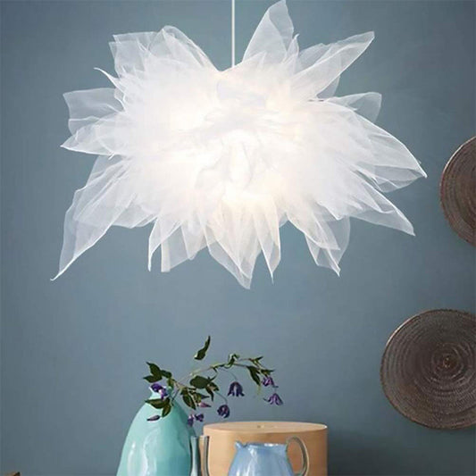 White Fabric Cloth Flower Pendant Light Fixture Nordic Hanging Ceiling Lamp-[Modern pendant lighting for bedroom and living space]-Demolights UK