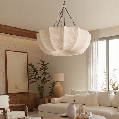 Pleated Parasol Fabric Chandelier