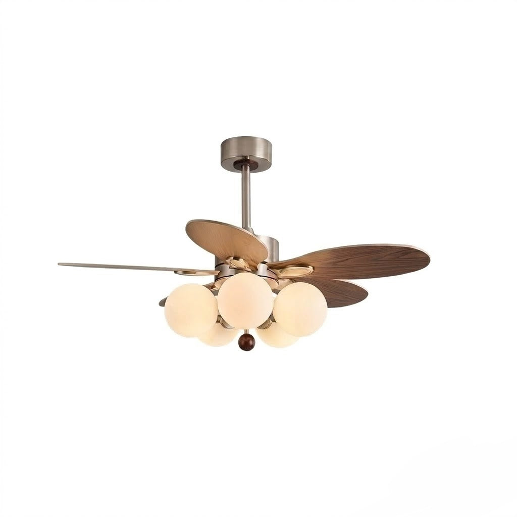 Wooden Blade Fan with Glass Shades