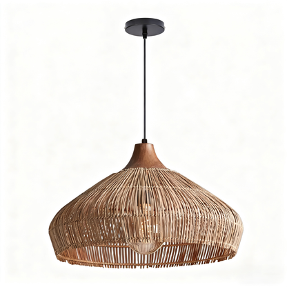 Hand-Woven Rattan Coastal Dome Lamp