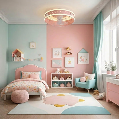Kids Round Ceiling Fan with LED Light
