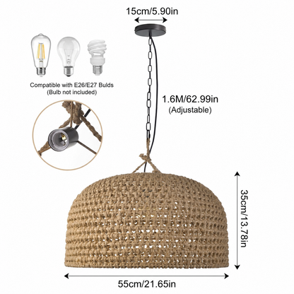 Retro Hemp Rope Woven Pendant Light