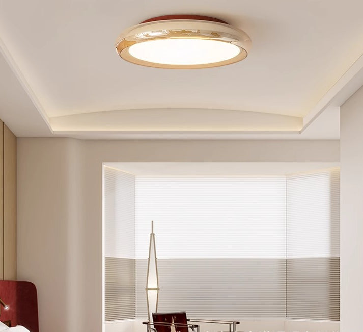 Amber Glass Round LED Ceiling Light