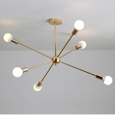 Gold Starburst Chandelier, 6 to 12 Light