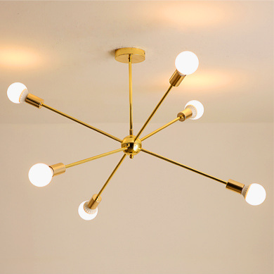 Gold Starburst Chandelier, 6 to 12 Light