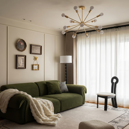 Gold Starburst Chandelier, 6 to 12 Light