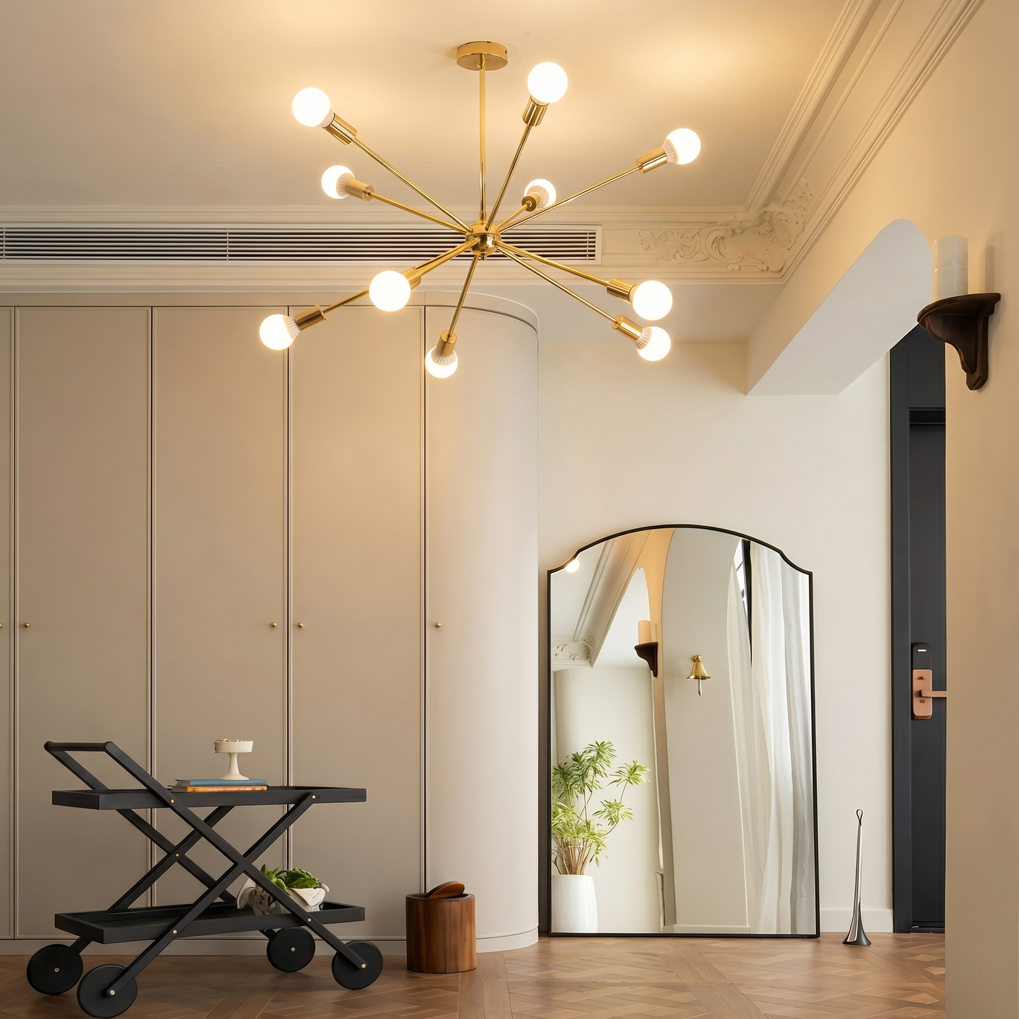 Gold Starburst Chandelier, 6 to 12 Light