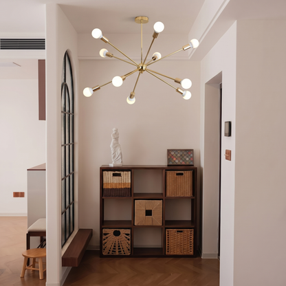 Gold Starburst Chandelier, 6 to 12 Light
