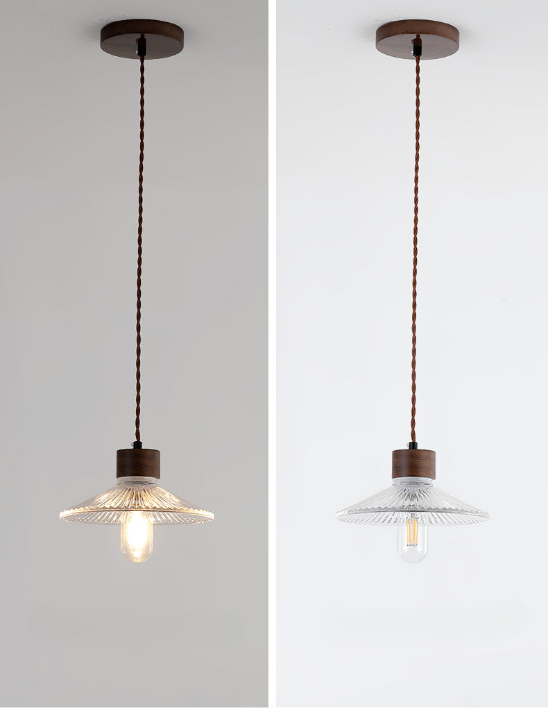 Walnut Wood and Glass Bedroom Pendant