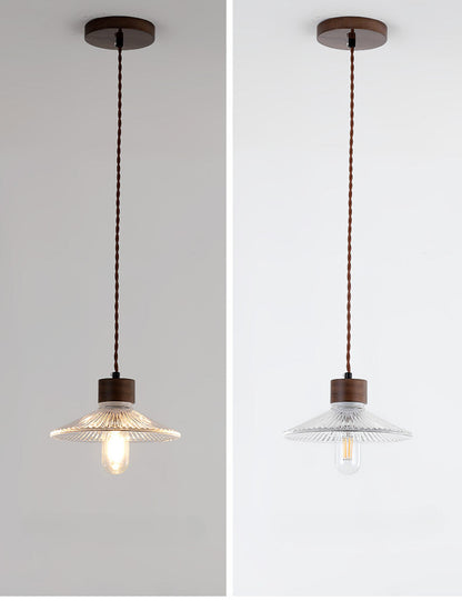 Walnut Wood and Glass Bedroom Pendant
