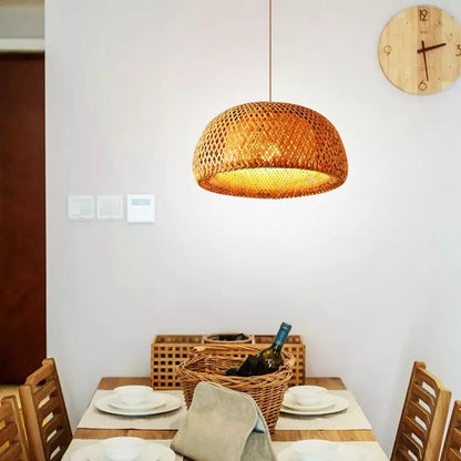 Hand-Woven Bamboo Dome Pendant Light