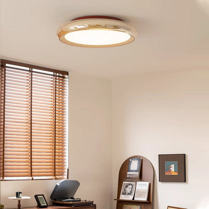 Amber Glass Round LED Ceiling Light