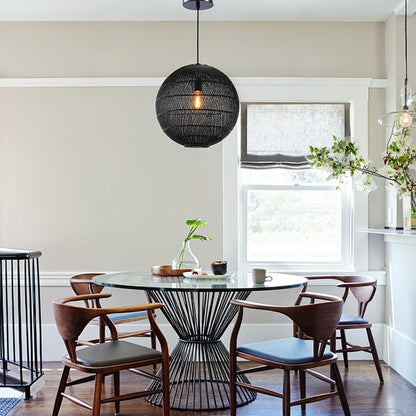 Hand-Woven Rattan Globe Orb Pendant