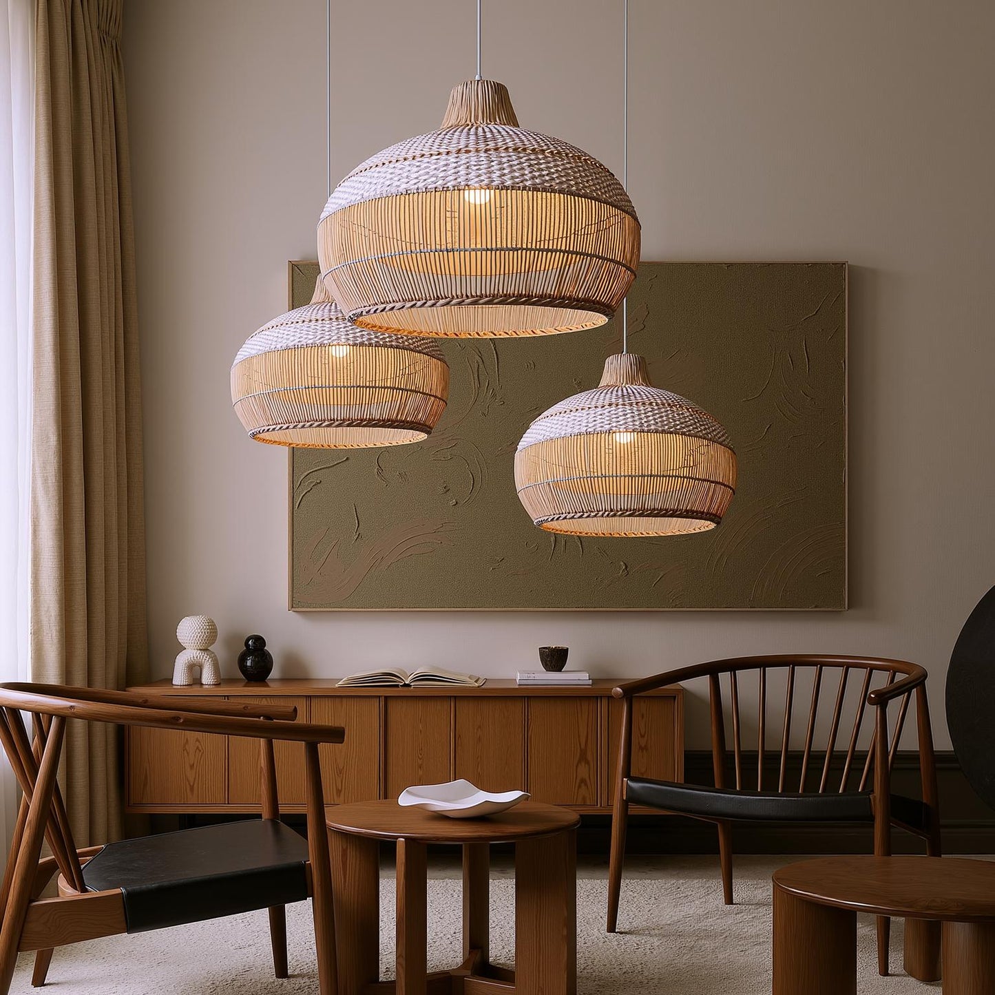 Open-Weave Rattan Island Pendant