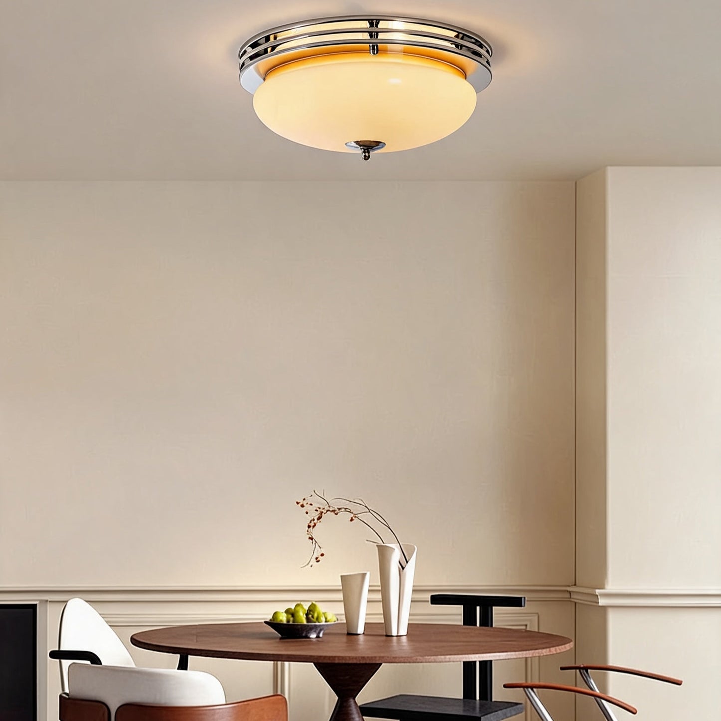 Bauhaus Amber Glass Flush Mount