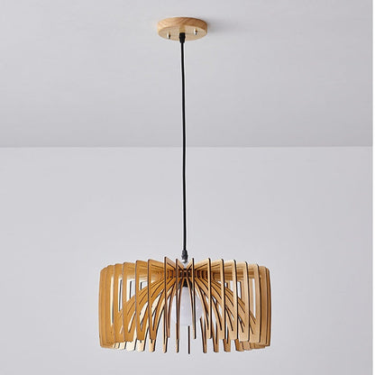 Wooden Slat Sculptural Pendant Light