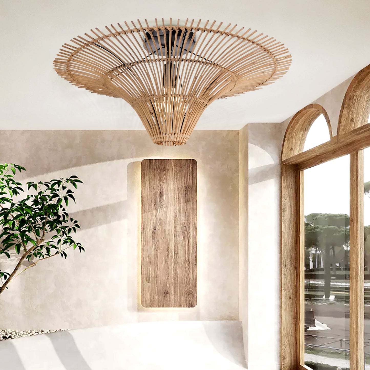 Large 80cm Rattan Pendant Light