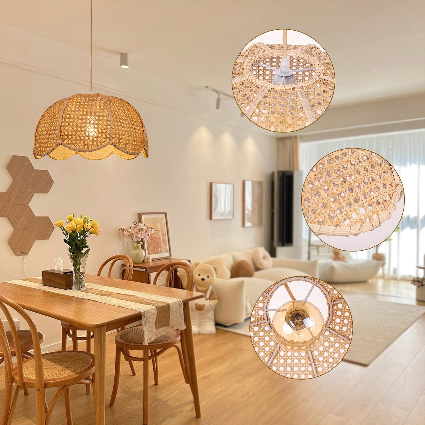 Rattan Scalloped Wavy Umbrella Dome