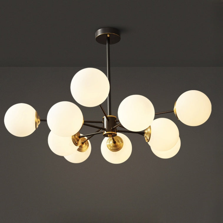 Dual-Tier Globe Chandelier in Black and Gold