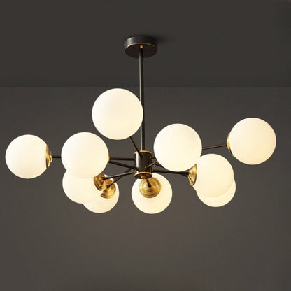 Dual-Tier Globe Chandelier in Black and Gold