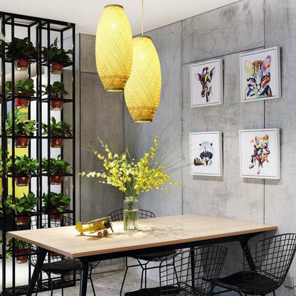 Tall Bamboo Column Pendant Light