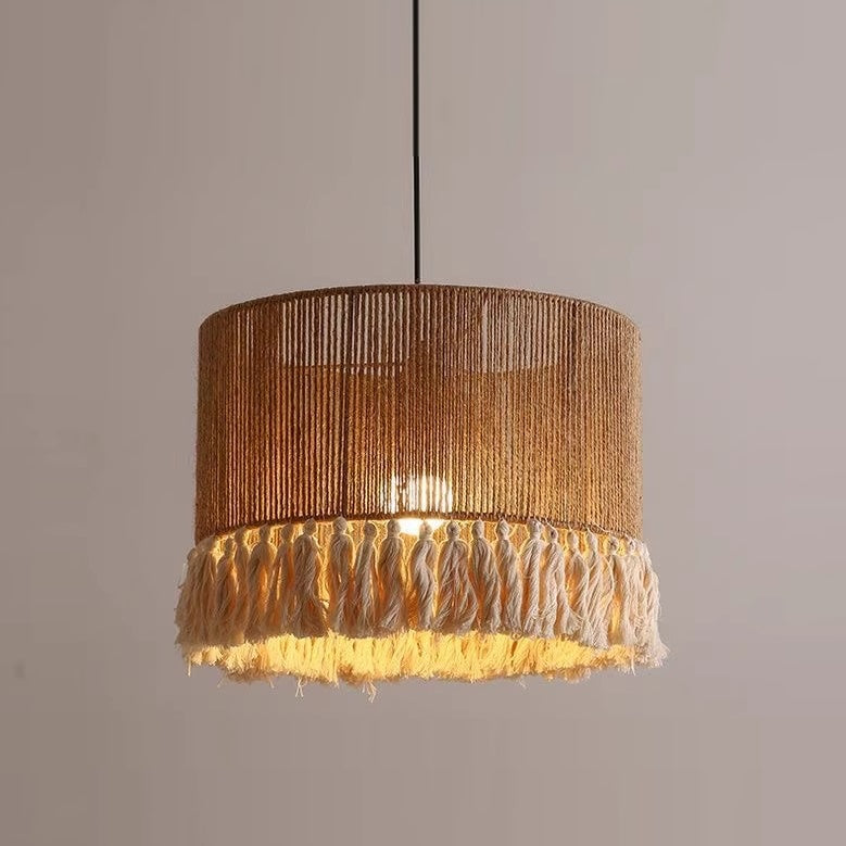Jute Rope Fringe Tassel Pendant Light