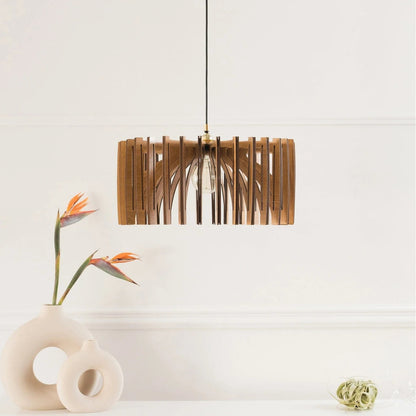 Wooden Slat Sculptural Pendant Light