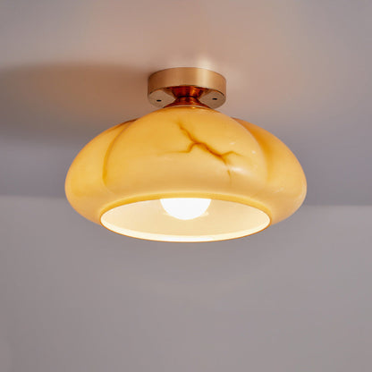 Amber Glass Flower Ceiling Lamp