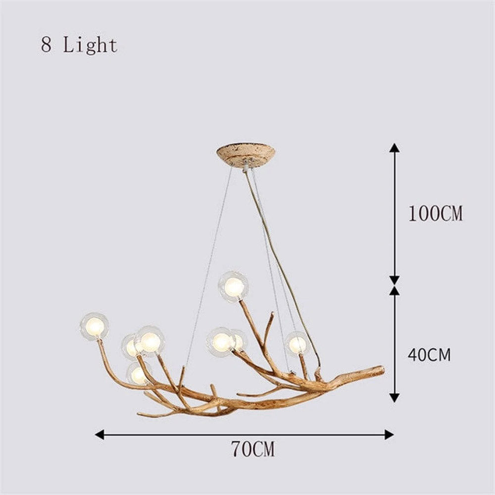 Organic Tree Branch Glass Globe Chandelier