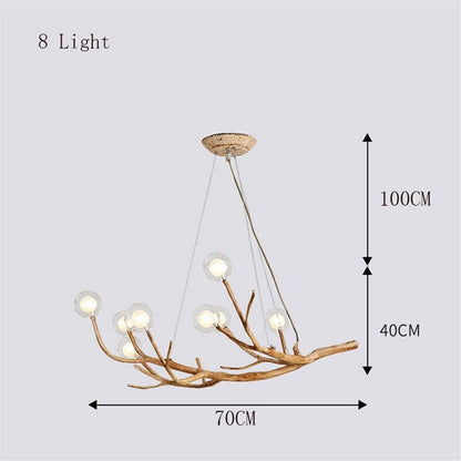 Organic Tree Branch Glass Globe Chandelier