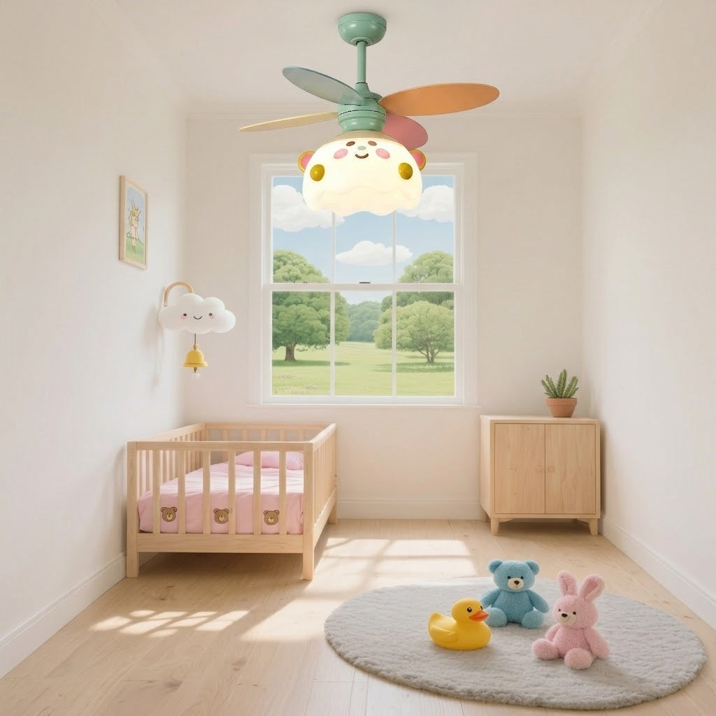 Kids Bear Ceiling Fan with LED Light
