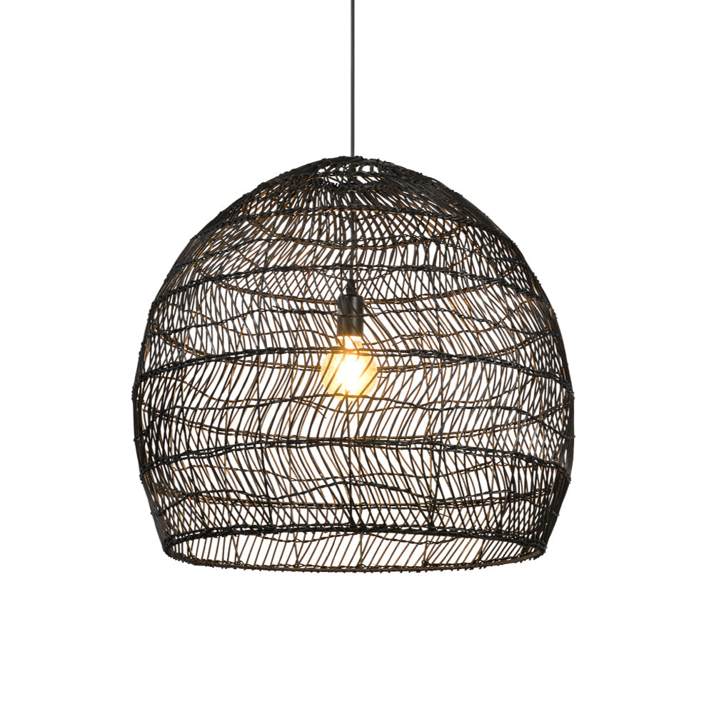 Hand-Woven Rattan Dome Pendant