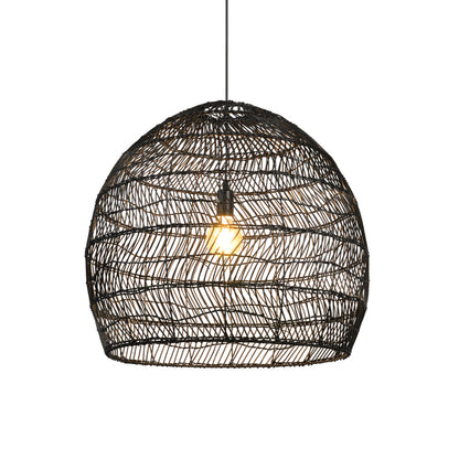 Hand-Woven Rattan Dome Pendant