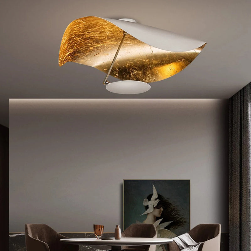 UFO Pendant Light in Black or White with Brass