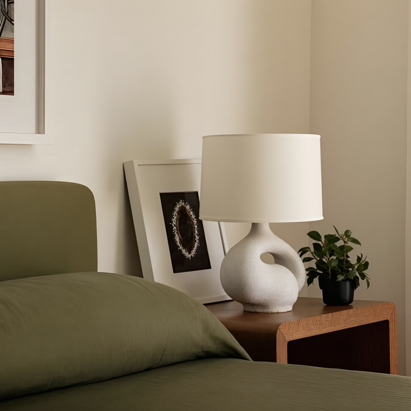 Biomorphic Textured Ceramic Table Lamp