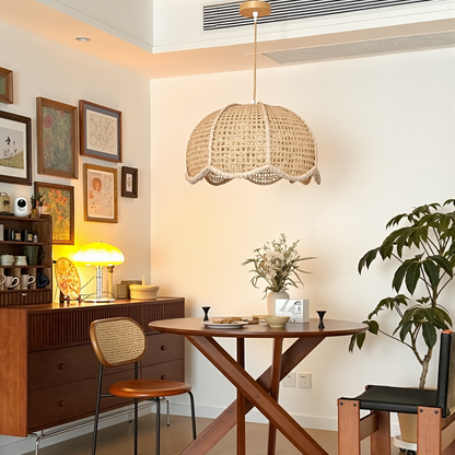 Rattan Scalloped Wavy Umbrella Dome