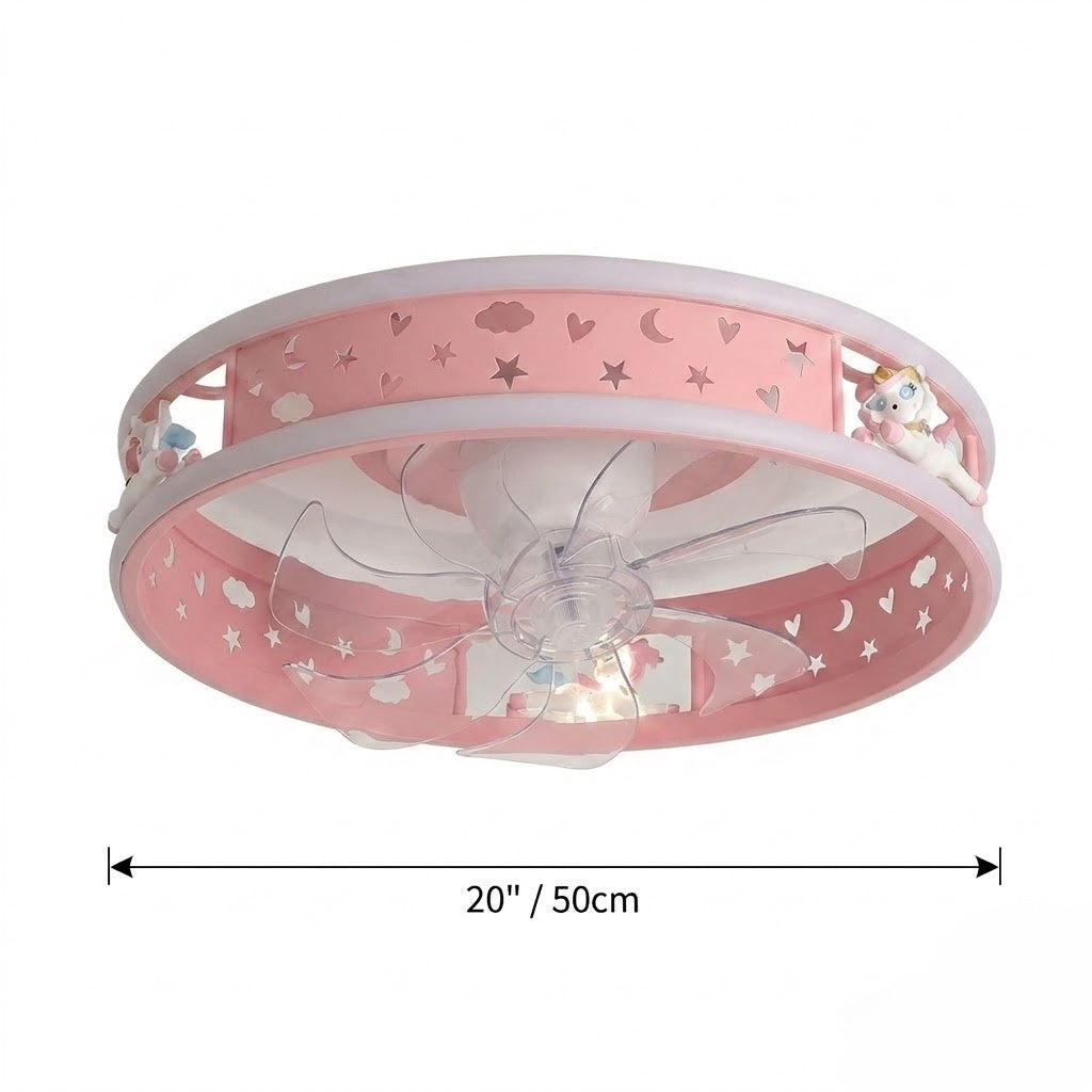 Kids Round Ceiling Fan with LED Light