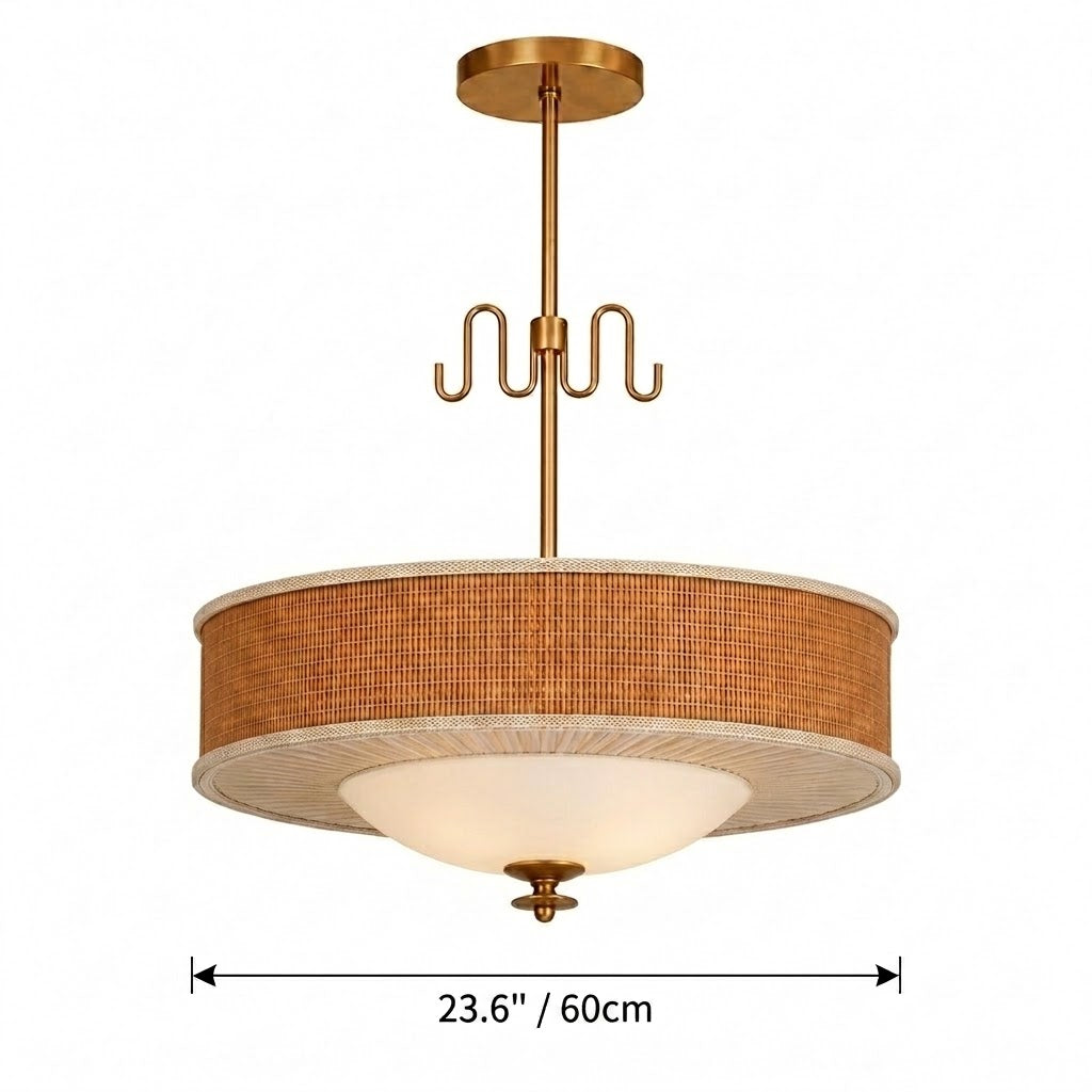Rattan and Brass Pendant Light