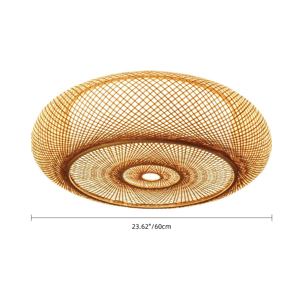Hand-Woven Bamboo Saucer Flush Mount