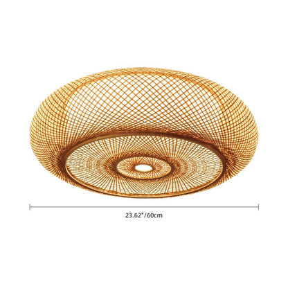 Hand-Woven Bamboo Saucer Flush Mount